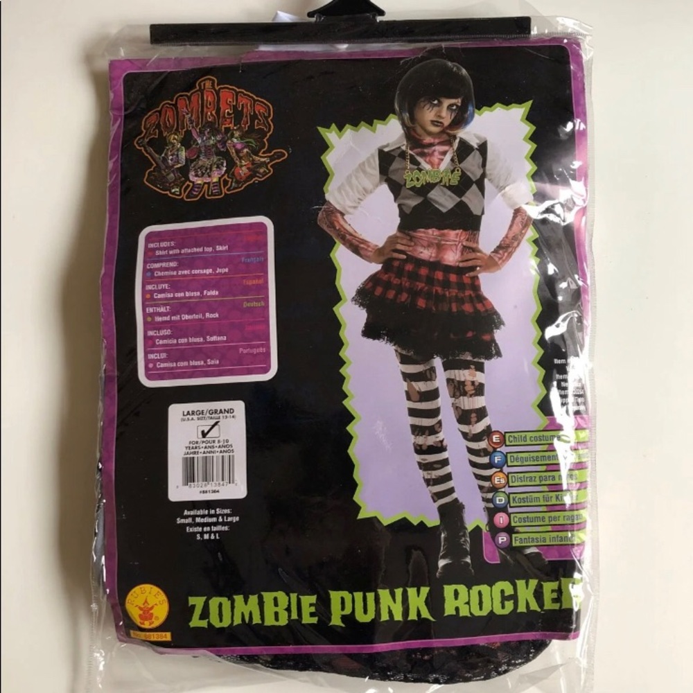 Girls zombie rocker costume New all sizes